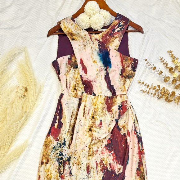 WRAP TOP MARBLE MIDI PENCIL DRESS - Picture 2 of 3